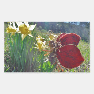Sticker Rectangulaire Fleurs et fleurs jaunes