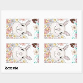 Sticker Rectangulaire Fleurs et papillons lapins mignons (Feuille)