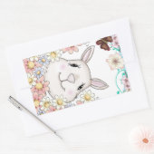 Sticker Rectangulaire Fleurs et papillons lapins mignons (Enveloppe)
