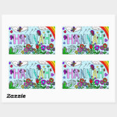 Sticker Rectangulaire Fleurs Hannah, Arc-en-ciel (Feuille)