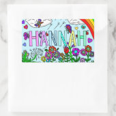 Sticker Rectangulaire Fleurs Hannah, Arc-en-ciel (Sac)