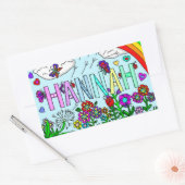 Sticker Rectangulaire Fleurs Hannah, Arc-en-ciel (Enveloppe)