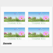 Sticker Rectangulaire Fleurs marguerites en Merci floral, Bleu (Feuille)