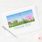 Sticker Rectangulaire Fleurs marguerites en Merci floral, Bleu (Enveloppe)
