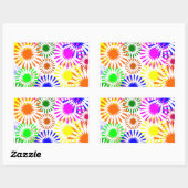 Sticker Rectangulaire Fleurs multicolores (Feuille)