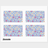 Sticker Rectangulaire fleurs printanières sur fond bleu (Feuille)