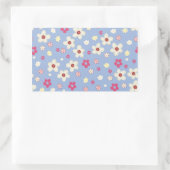 Sticker Rectangulaire fleurs printanières sur fond bleu (Sac)