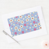 Sticker Rectangulaire fleurs printanières sur fond bleu (Enveloppe)