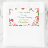 Sticker Rectangulaire Fleurs religieuses du 15e anniversaire du Mariage (Sac)