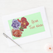 Sticker Rectangulaire fleurs roses rouges et bourgeons roses art floral (Enveloppe)