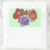 Sticker Rectangulaire fleurs roses rouges et bourgeons roses fleurs flor (Sac)