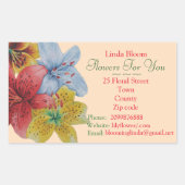 Sticker Rectangulaire fleurs rouge jaune bleu Lys fleuristes originaux (Devant)