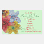 Sticker Rectangulaire fleurs rouge jaune bleu Lys fleuristes originaux (Devant)