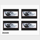 Sticker Rectangulaire Fleurs rouges bleues Dragon noir (Feuille)