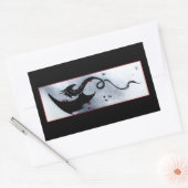Sticker Rectangulaire Fleurs rouges bleues Dragon noir (Enveloppe)