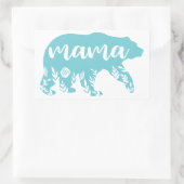 Sticker Rectangulaire Fleurs turquoise de l'ours de maman (Sac)