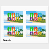 Sticker Rectangulaire Flip Flops sur la plage (Feuille)
