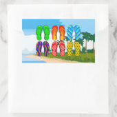 Sticker Rectangulaire Flip Flops sur la plage (Sac)