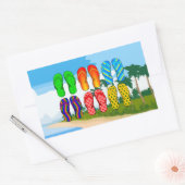 Sticker Rectangulaire Flip Flops sur la plage (Enveloppe)