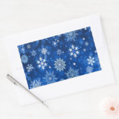 Sticker Rectangulaire Flocons de Noël Bleus et Argent (Enveloppe)