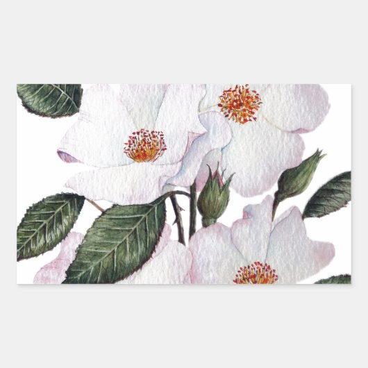 Sticker Rectangulaire Floral Art de Roses (Devant)