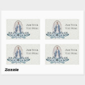 Sticker Rectangulaire Floral bleu |Écriture | Vierge | Dentelle (Feuille)