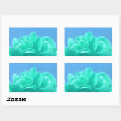Sticker Rectangulaire Floral bleu-vert coloré (Feuille)