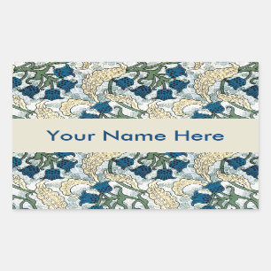 Sticker Rectangulaire Floral Blue Flowers Lily Valley Répétition