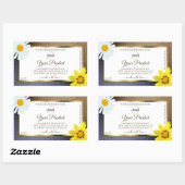 Sticker Rectangulaire Floral Brown Bleu Parties scintillant Blanc Produi (Feuille)