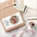 Sticker Rectangulaire Floral Elegant Aquarelle Joyeux Noël Photo<br><div class="desc">Floral Elegant Aquarelle Joyeux Noël Carte de vacances avec photo</div>