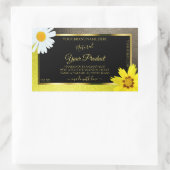 Sticker Rectangulaire Floral Jaune Brown Parties scintillant Noir Étique (Sac)