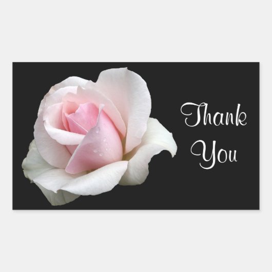 Sticker Rectangulaire Floral Merci rose Fleur Rose Noir Roses (Devant)