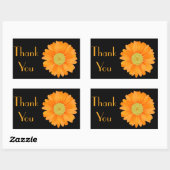 Sticker Rectangulaire Floral Orange Gerbera Daisy Flower Black (Feuille)