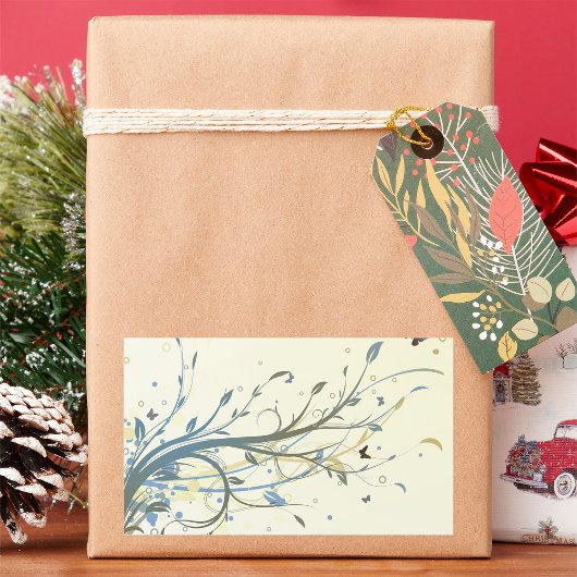 Sticker Rectangulaire Floral papillon