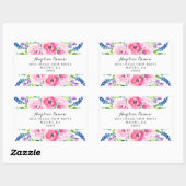 Sticker Rectangulaire Floral Peonies Adresse de retour (Feuille)
