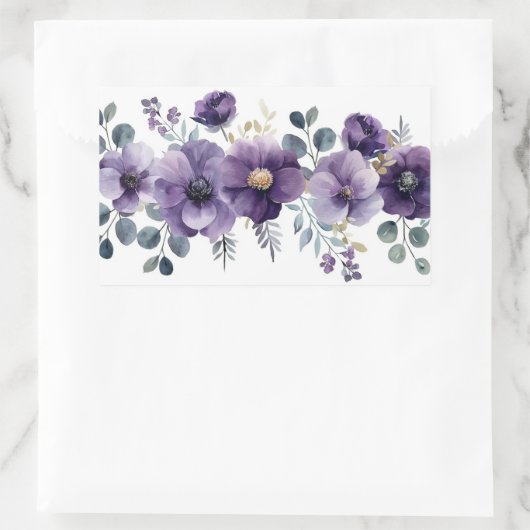Sticker Rectangulaire Floral pourpre (Sac)