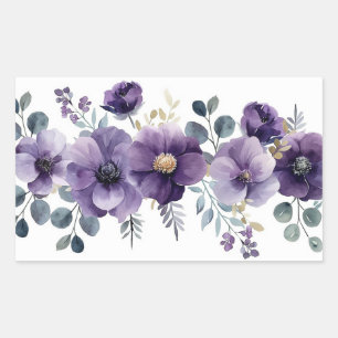 Sticker Rectangulaire Floral pourpre