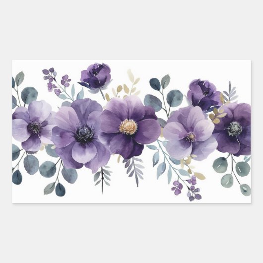 Sticker Rectangulaire Floral pourpre (Devant)