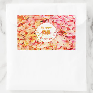 Sticker Rectangulaire Floral rose Élégant Moderne 21e anniversaire