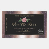 Sticker Rectangulaire Floral Rose Gold Parties scintillant Noir Produit  (Devant)
