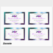 Sticker Rectangulaire Floral Turquoise Parties scintillant violet Étique (Feuille)