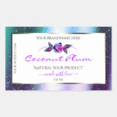 Sticker Rectangulaire Floral Turquoise Parties scintillant violet Étique (Devant)