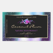 Sticker Rectangulaire Floral Turquoise Parties scintillant violet noir É (Devant)