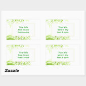Sticker Rectangulaire Flore en teintes de vert frais (Feuille)