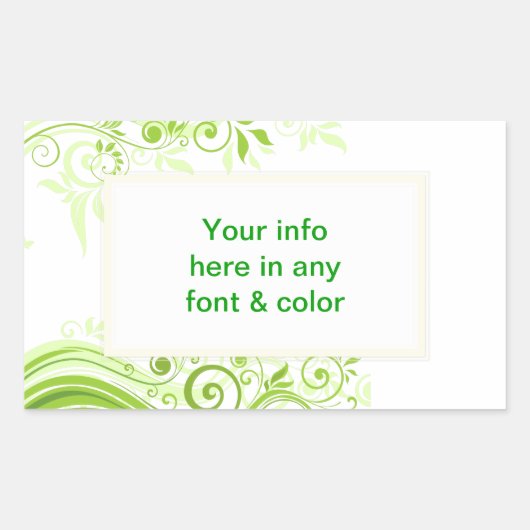 Sticker Rectangulaire Flore en teintes de vert frais (Devant)