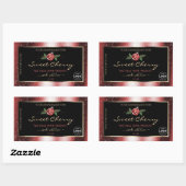 Sticker Rectangulaire Flore Noir Rouge Parties scintillant douce Logo Ét (Feuille)