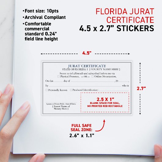 Sticker Rectangulaire FLORIDE Certificat de déclaration de notaire Docum