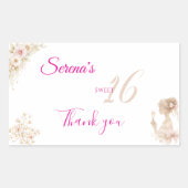 Sticker Rectangulaire Flower Dreamy Soft Sweet 16 Birthday Gift Tag (Devant)