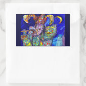 Sticker Rectangulaire FLUTISTE EN BLEU / Soirée Carnaval vénitien (Sac)