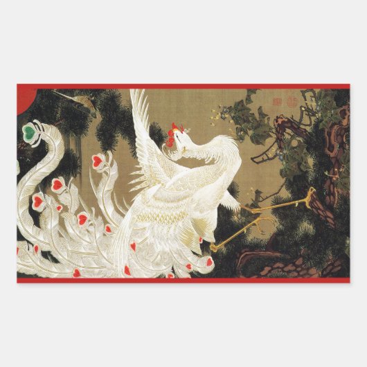 Sticker Rectangulaire FLYING LOVE PHÉNIX,Plumes,Cœurs de la Saint-Valent (Devant)